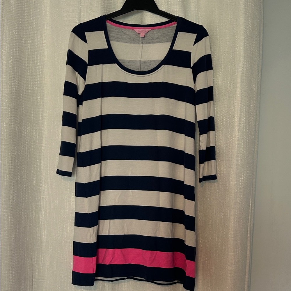 Lilly Pulitzer Navy and Pink Striped Dress